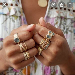 Anna Beck grey quartz stacking ring